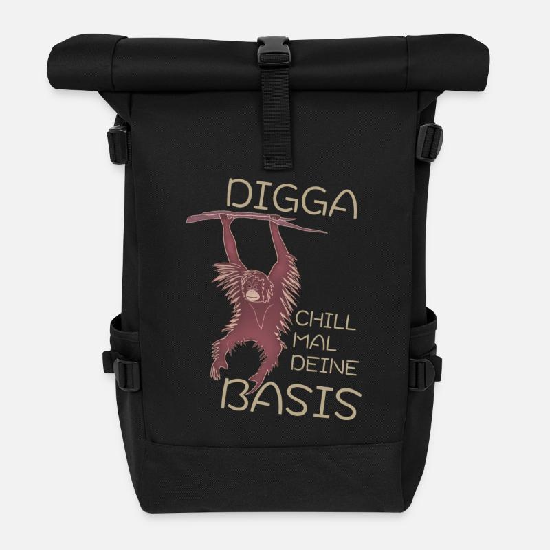 DIGGA CHILL MAL DEINE BASIS - Rolltop Rucksack - Schwarz