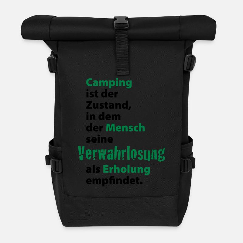 Camping Verwahrlosung Zuhause Zelten Urlaub Ferien - Rolltop Rucksack - Schwarz