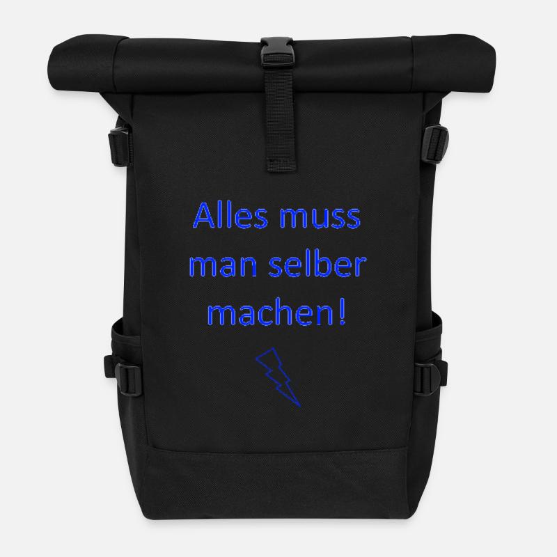 Alles muss man selber machen - Rolltop Rucksack - Schwarz