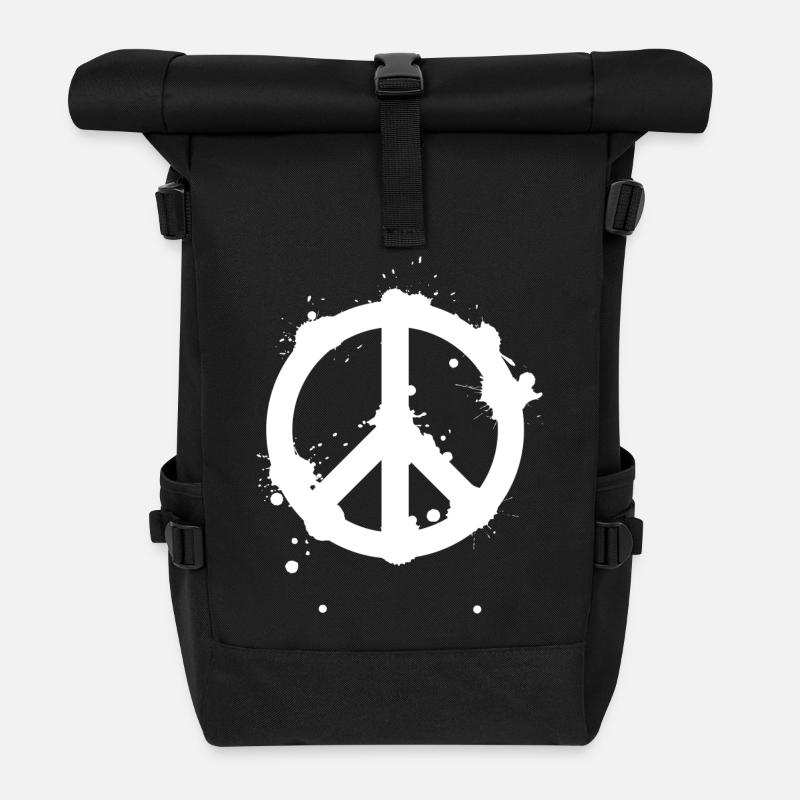 Paix - Symbole - Signe de paix - Sac à dos roll top - noir