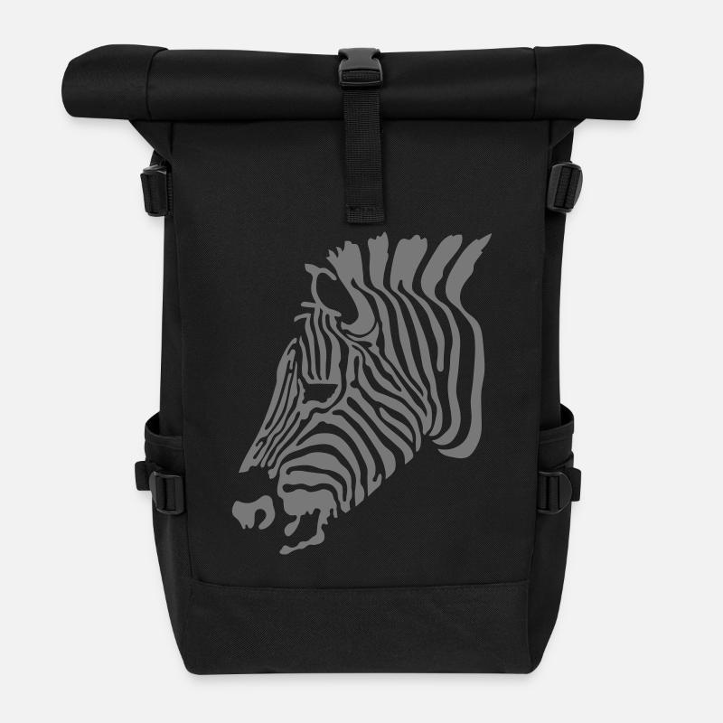 zèbre - Sac à dos roll top - noir