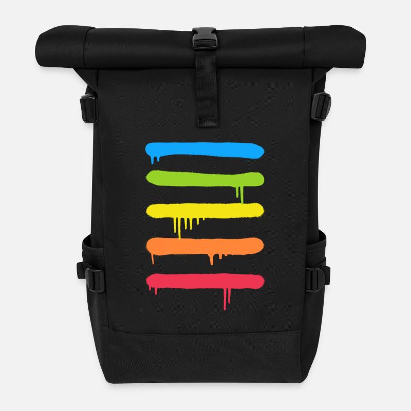 Trendy Cool Graffiti Tag Lines - Roll Top Backpack - black