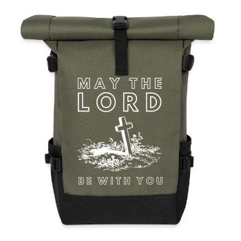 Herr sei mit dir Kreuz im Feld - Rolltop Rucksack - Olive/Schwarz - Vorne