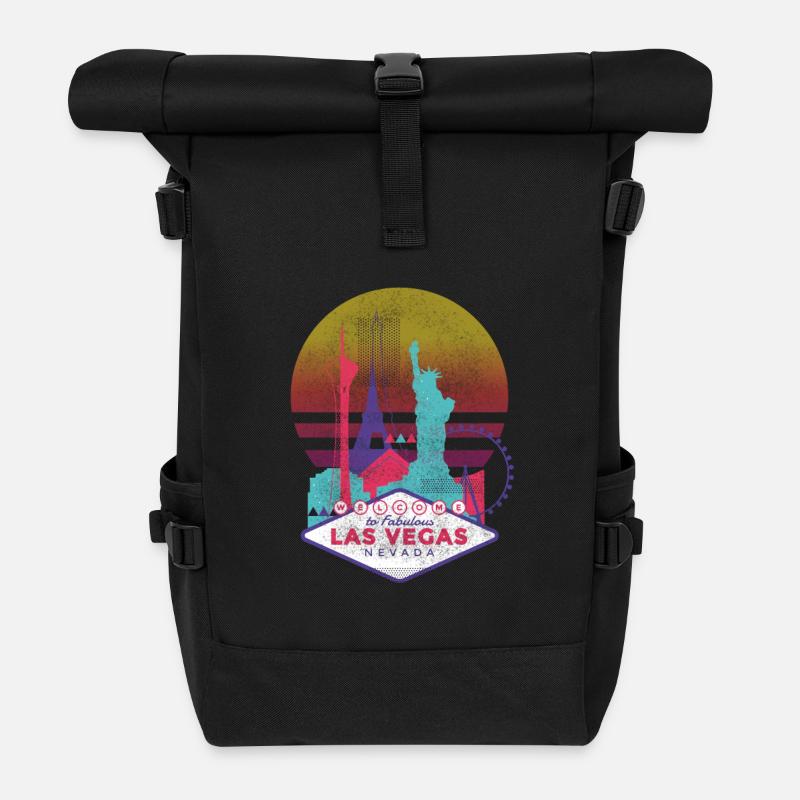 Las Vegas - Rolltop Rucksack - Schwarz