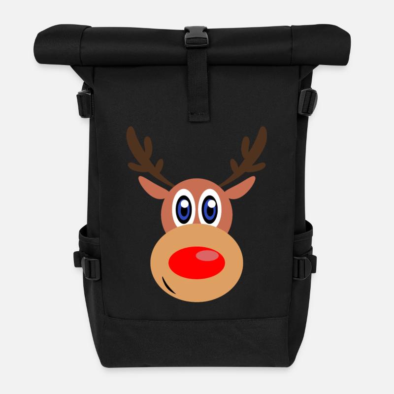 Rudolph Weihnachten Rentier Gesicht - Rolltop Rucksack - Schwarz