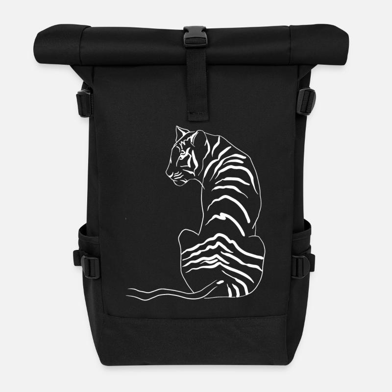 Tiger - Roll Top Backpack - black