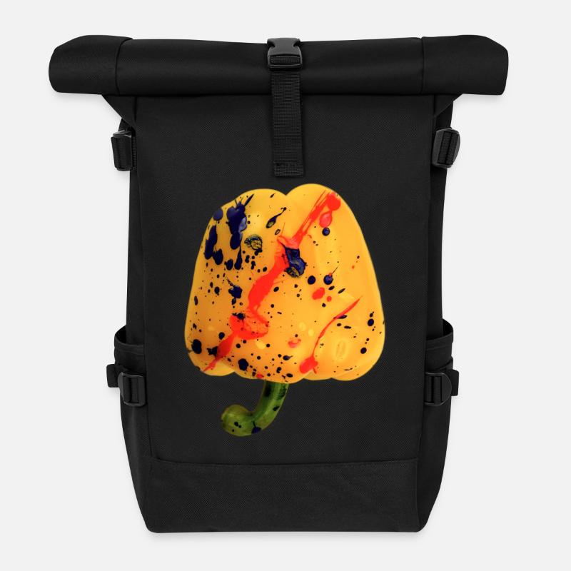 Paprika 🫑 (gelb) - Rolltop Rucksack - Schwarz