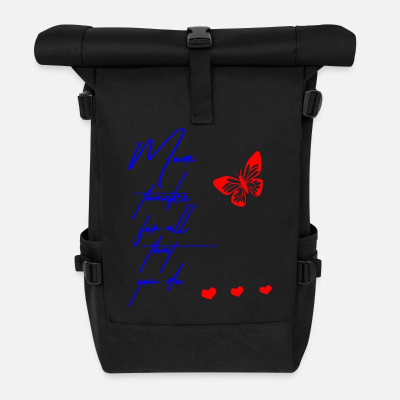 Danke Mama, Schmetterling - Rolltop Rucksack - Schwarz