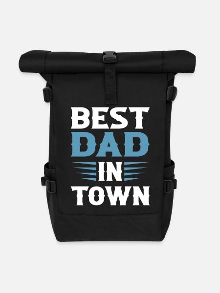 Best Dad in Town - Roll Top Backpack - black