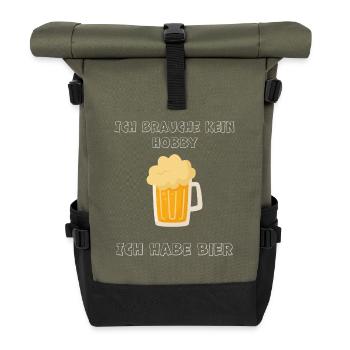 Craftbier Stilvolles Design für Bierliebhaber - Rolltop Rucksack - Olive/Schwarz - Vorne