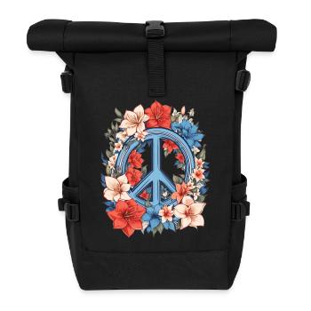 Signe de paix - Sac à dos roll top - noir - Devant