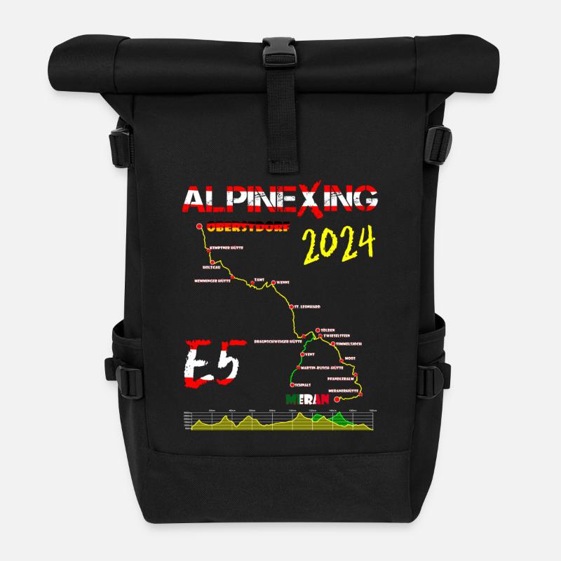E5 Oberstdorf Meran 2024 - Rolltop Rucksack - Schwarz