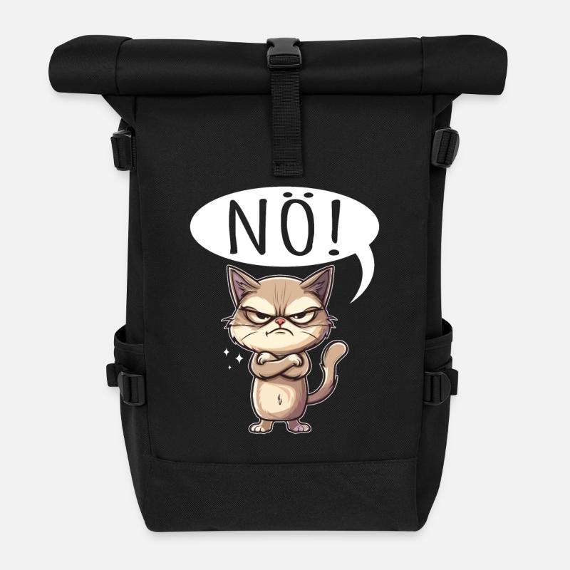 Coole Katze NÖ lustiger Spruch grummelig - Rolltop Rucksack - Schwarz