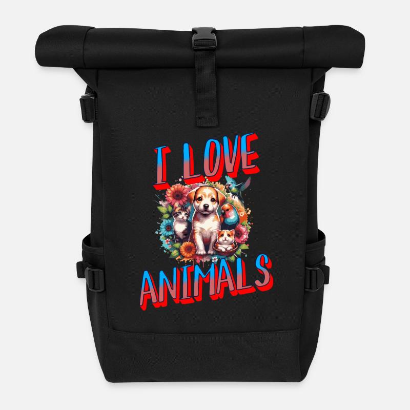 Ich liebe Tier-schönes Tier Design - Rolltop Rucksack - Schwarz