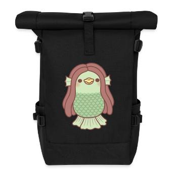 Niedlicher japanischer Yokai Amabie - Rolltop Rucksack - Schwarz - Vorne