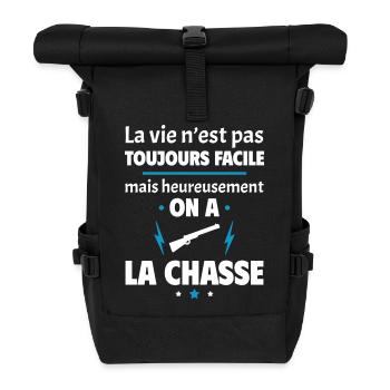La vie n'est pas toujours facile, chasse - Sac à dos roll top - noir - Devant