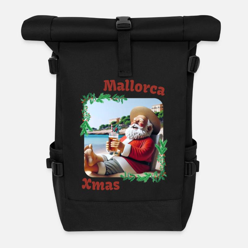 Majorque Noël - Le Père Noël en vacances - Sac à dos roll top - noir