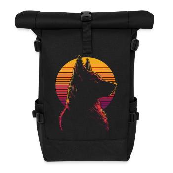 German Shepherd Silhouette Vintage - Roll Top Backpack - black - Front