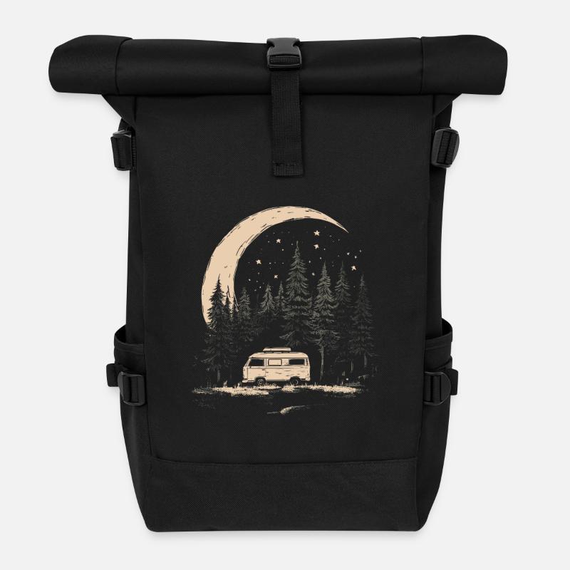 Forêt de lune du camping-car - Sac à dos roll top - noir