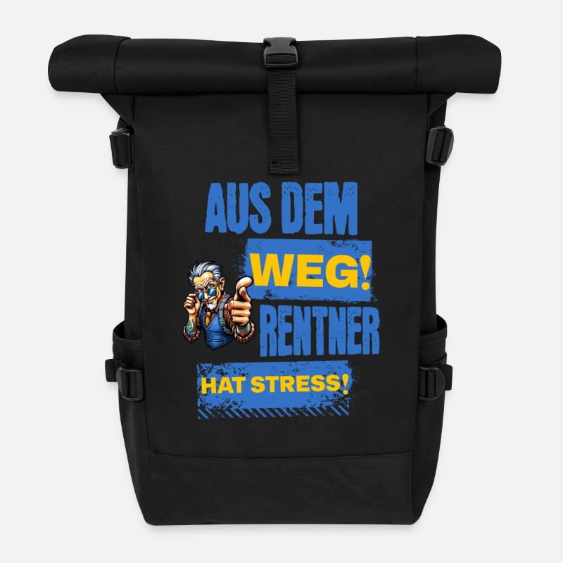 Cooler Rentner hat Stress. - Rolltop Rucksack - Schwarz