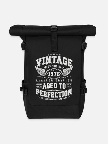 Jahrgang 1976 Vintage Retro Geburtstag Geschenk - Rolltop Rucksack - Schwarz