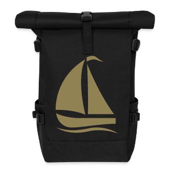 Silhouette de voilier minimaliste Mer du Nord - Sac à dos roll top - noir - Devant