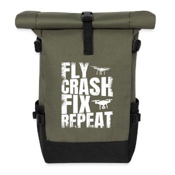 Fly_Crash_Fix_Repeat - Rolltop Rucksack - Olive/Schwarz - Vorne