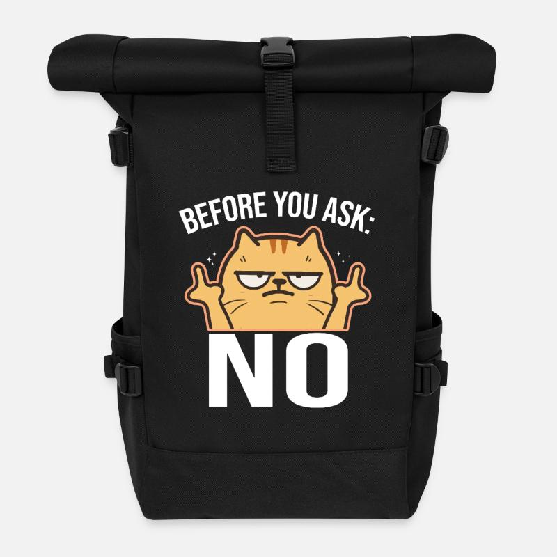Before You Ask: No Mittelfinger - Rolltop Rucksack - Schwarz