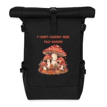 Pilz Saison Herbstillustration Fliegenpilze - Rolltop Rucksack - Schwarz - Vorne