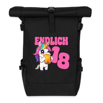 Beer Unicorn Finally 18 Beer Birthday Party - Roll Top Backpack - black - Front