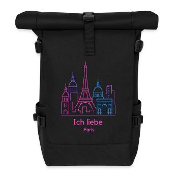I love Paris neon skyline silhouette vibes - Roll Top Backpack - black - Front