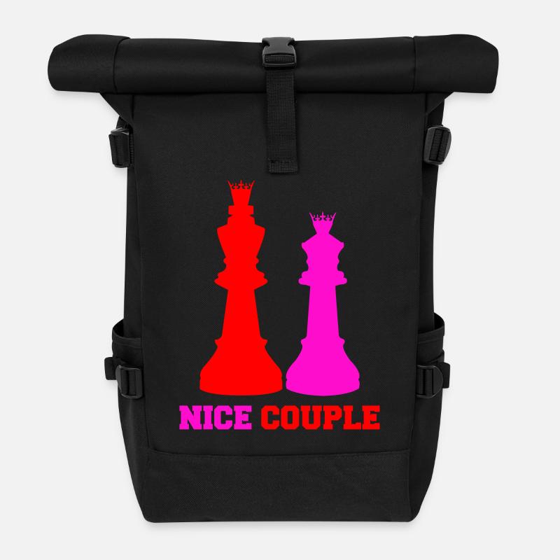 Königliches Paar Schachfiguren - Rolltop Rucksack - Schwarz