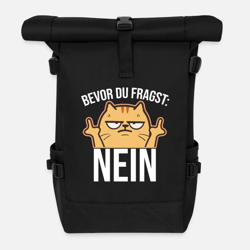 Mittelfinger Katze  - Rolltop Rucksack - Schwarz