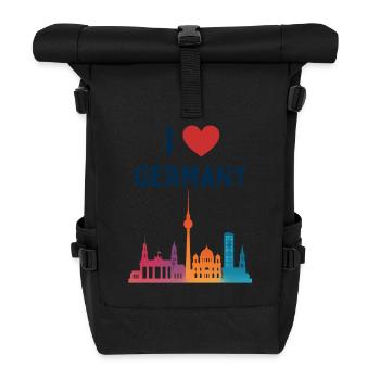 Ich liebe Deutschland Skyline  - Rolltop Rucksack - Schwarz - Vorne