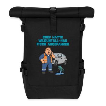 Wildunfall mit Fisch - Rolltop Rucksack - Schwarz - Vorne