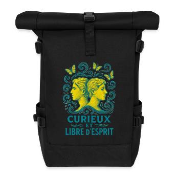 Zwillinge Sternzeichen - Astrologie - Rolltop Rucksack - Schwarz - Vorne