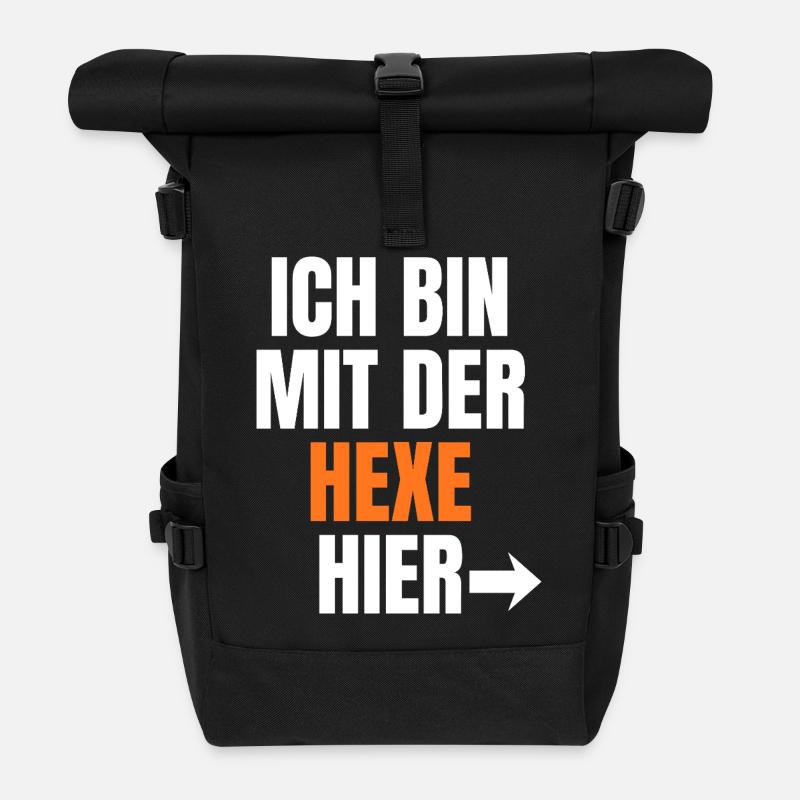 Ich bin bei der Hexe hier - Rolltop Rucksack - Schwarz