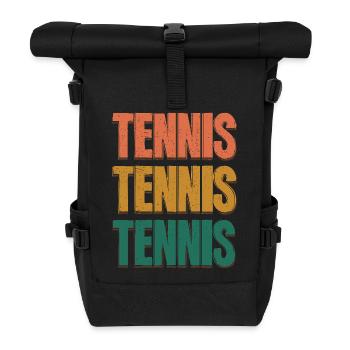 Tennis Three Color Gradient Letters - Roll Top Backpack - black - Front