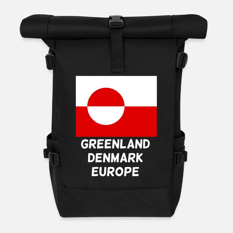 Groenland, Danemark, Europe Drapeau - Sac à dos roll top - noir