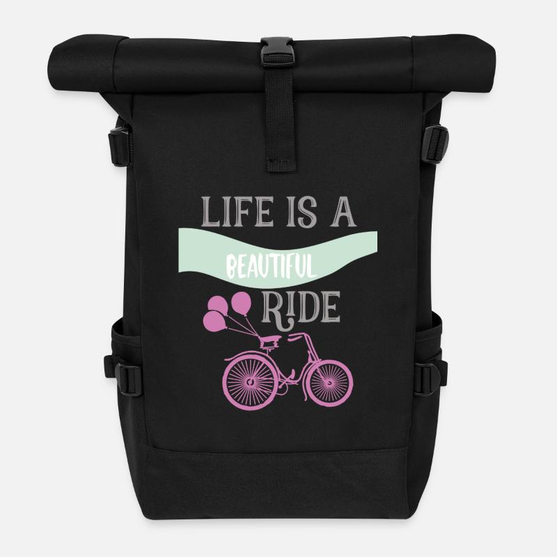 Das Leben ist eine wunderschöne Fahrrad-Grafik - Rolltop Rucksack - Schwarz