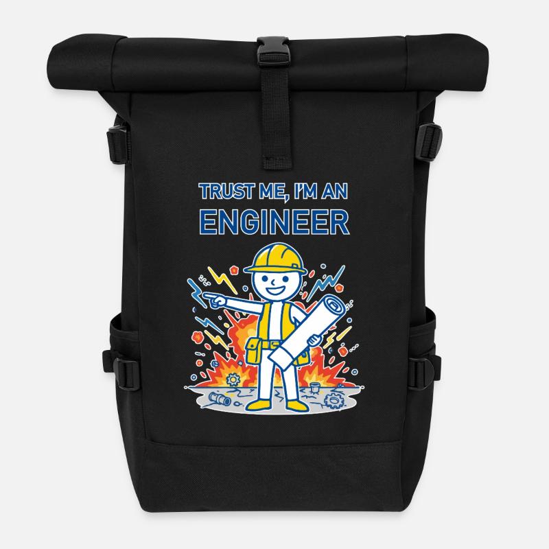 Trust Me, I'm an Engineer - for dark background - Roll Top Backpack - black