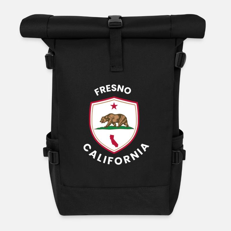 Fresno Shield Bear Emblem - Roll Top Backpack - black