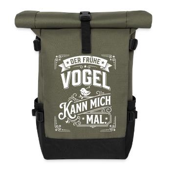 Der frühe Vogel kann mich mal Humor - Rolltop Rucksack - Olive/Schwarz - Vorne