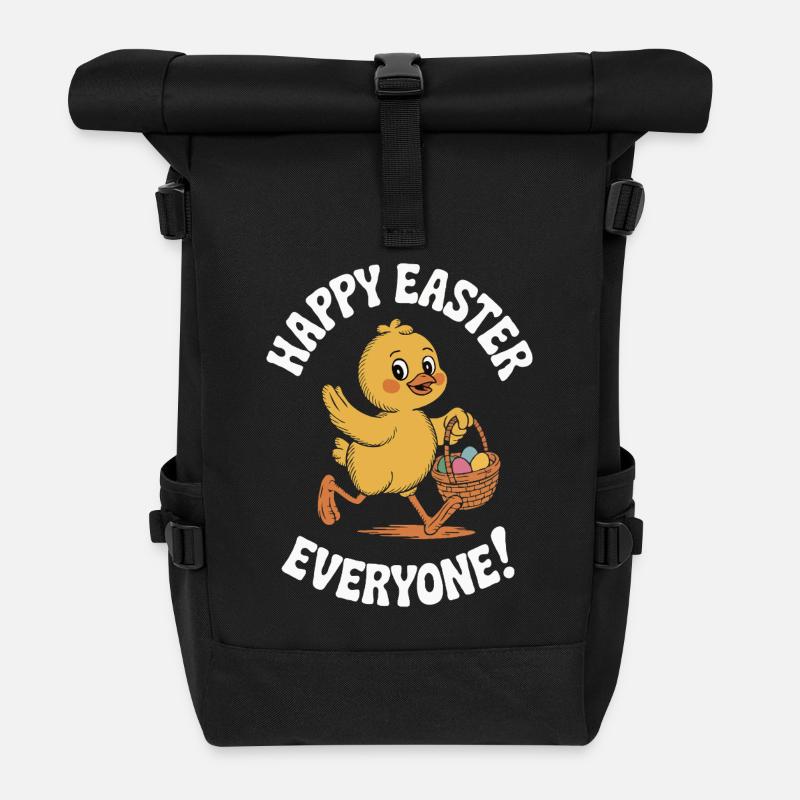 Happy Easter Everyone Frohe Ostern Vintage - Rolltop Rucksack - Schwarz