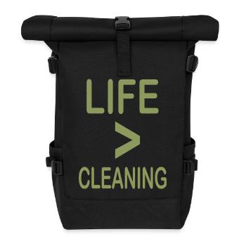 La vie est plus grande que le nettoyage Minimaliste Design - Sac à dos roll top - noir - Devant