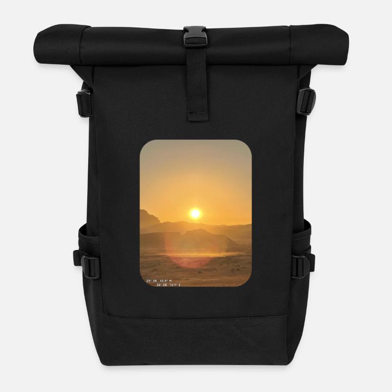 Desert sun on the horizon - Roll Top Backpack - black