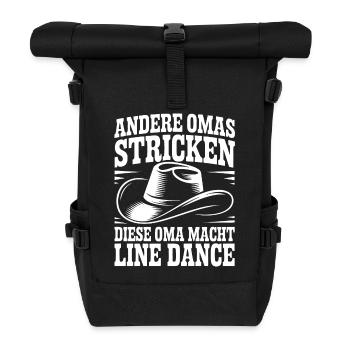 Line Dance Oma mit Cowboyhut - Rolltop Rucksack - Schwarz - Vorne