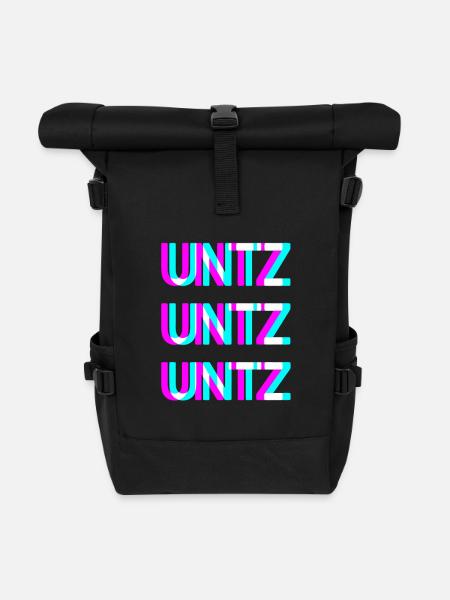 UNTZ Festival Rave Techno Design - Roll Top Backpack - black