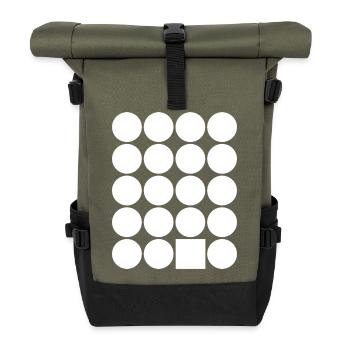 Grille à pois avec un carré d’accent - Sac à dos roll top - olive/noir - Devant