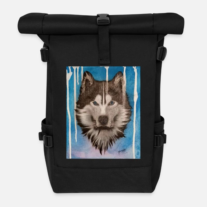 Husky Aquarelldesign - Rolltop Rucksack - Schwarz